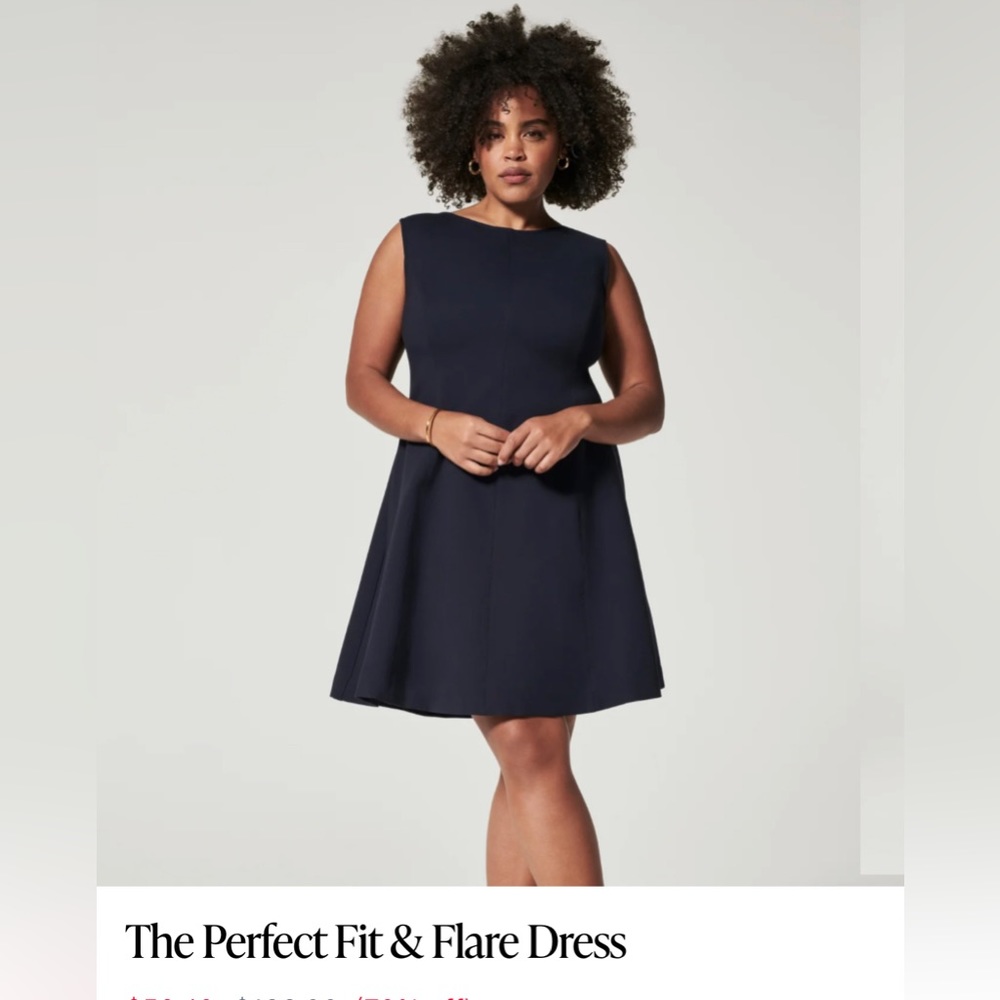 Spanx Fit and Flare Dress- NAVY- NWT- S